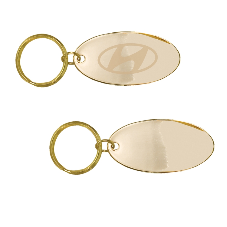 Gold Plated Brass Oval Keyring (1.25" x 2.25") 1