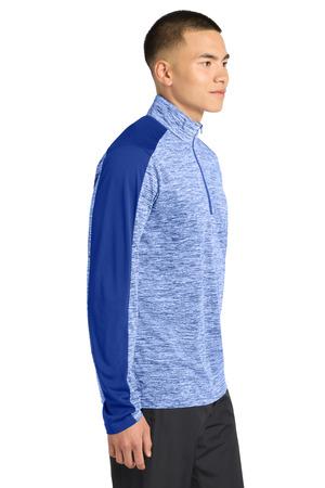 Sport-Tek PosiCharge Electric Heather Colorblock 1/4-Zip Pullover. ST397, custom hoodie or sweatshirt with logo imprint 12