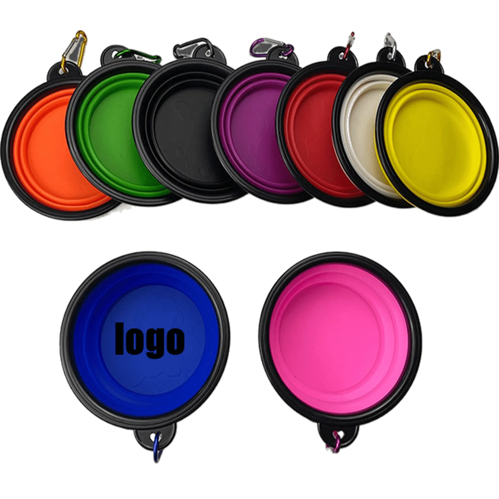 MOQ 20PCS Silicone Collapsible Pet Bowl With Carabiner 2