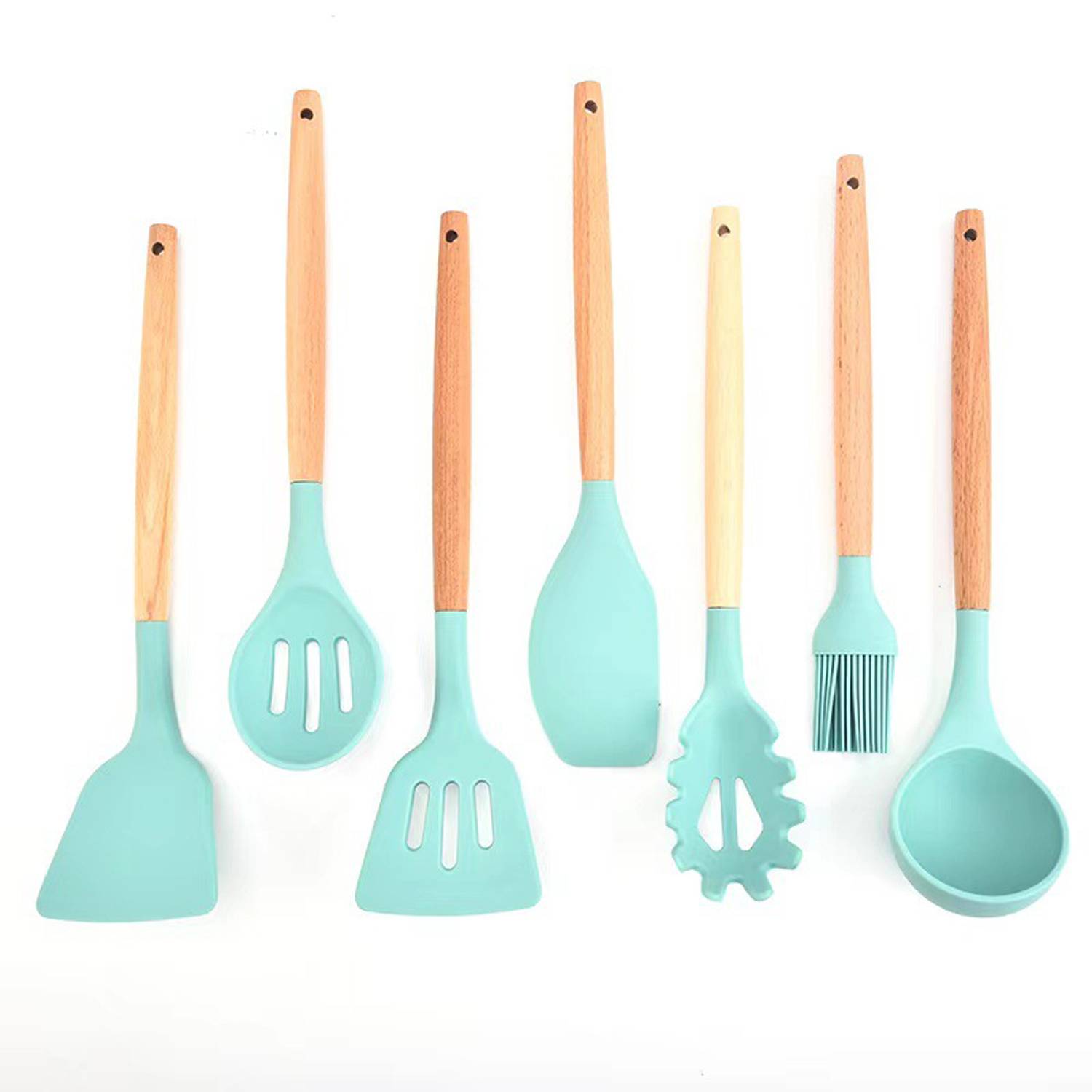 7pcs Silicone Shovel with Wooden Handle 3