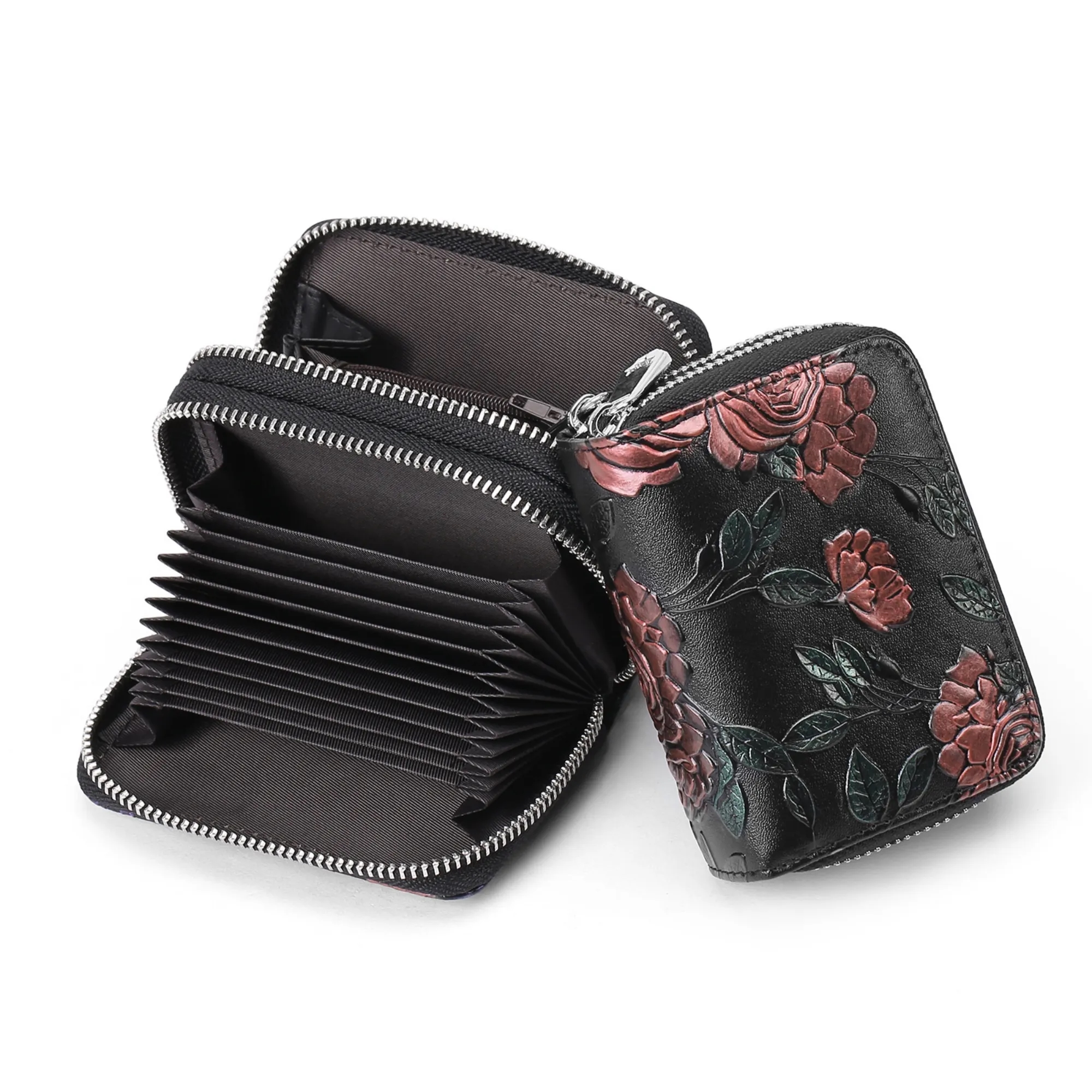 Premium Dual Zipper RFID-Blocking Leather Card Holder 9