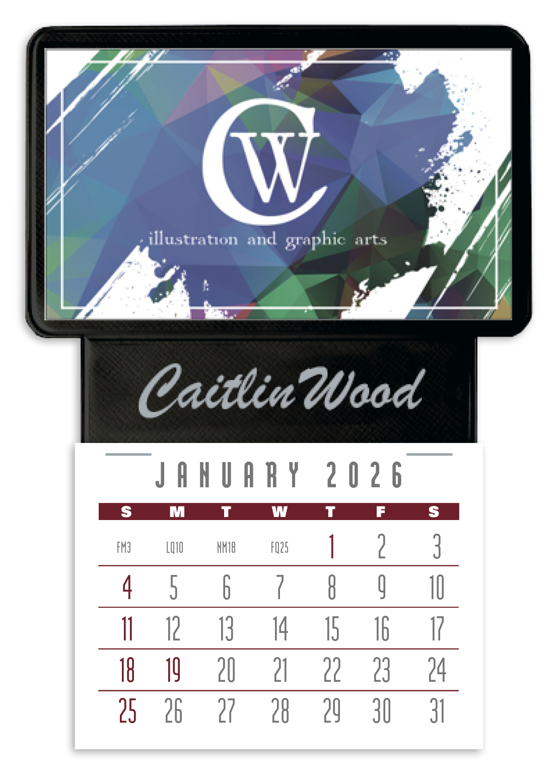 Press-N-Stick Business Card Holder With Imprint And Calendar Pad