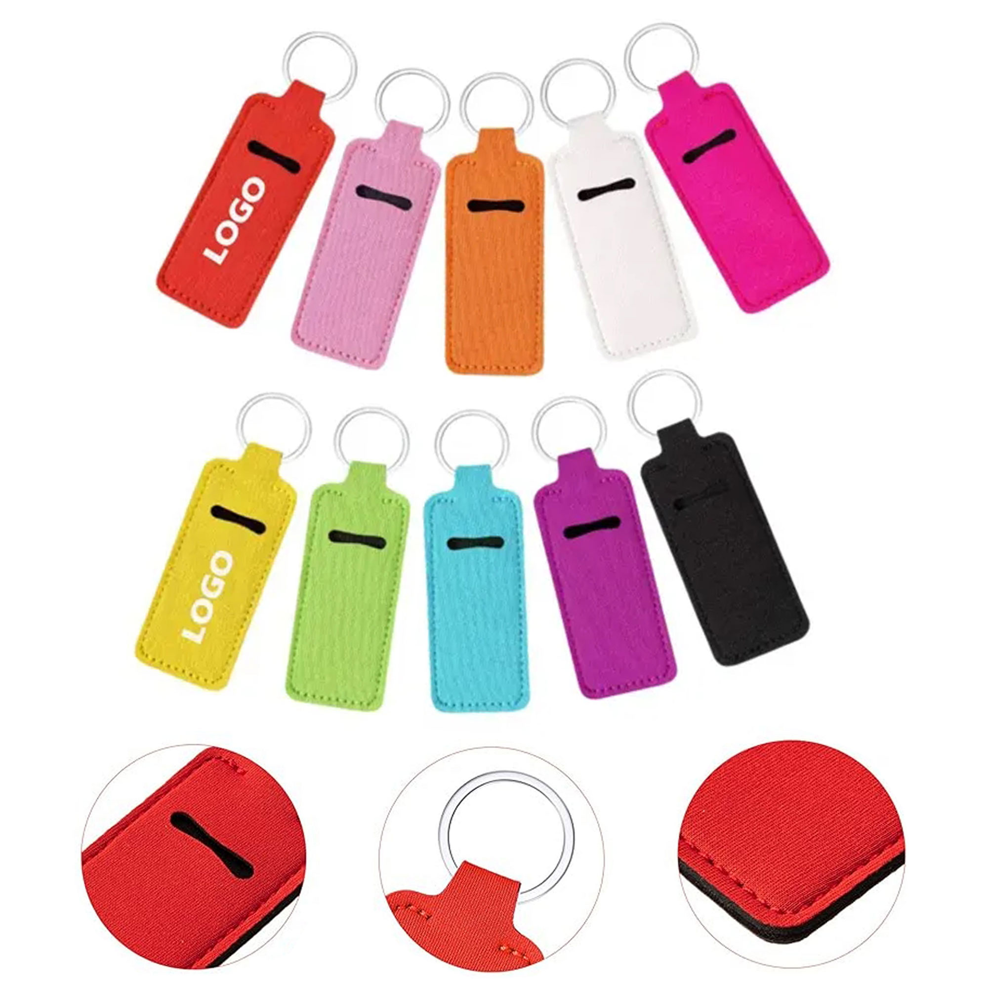 Neoprene Lip Balm Protective Sleeve Keychain 2