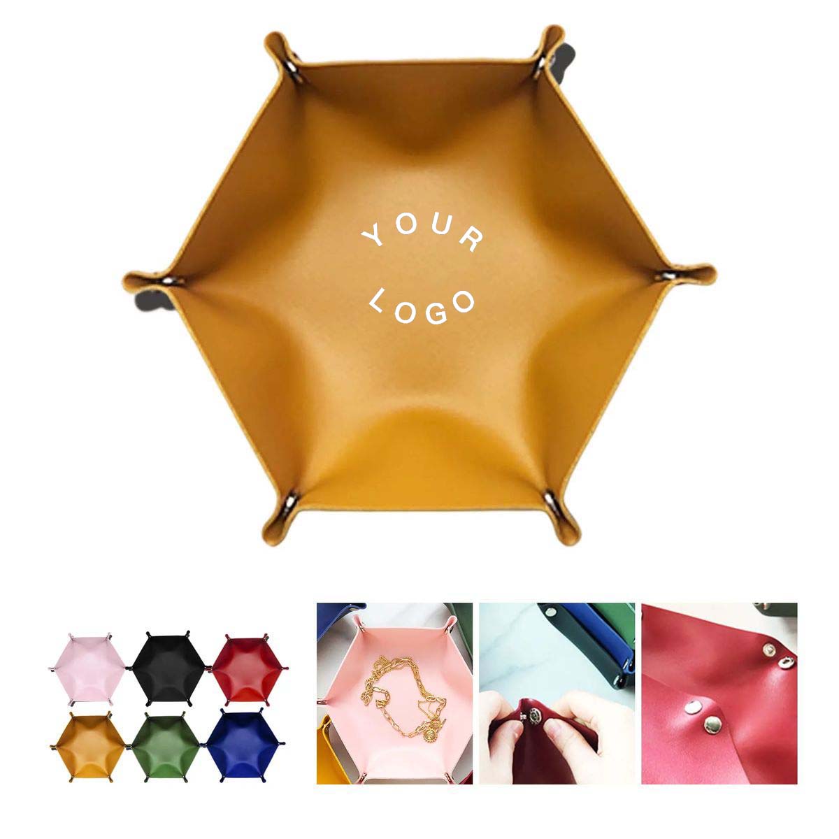 PU Leather Storage Box Hexagonal Shape 5