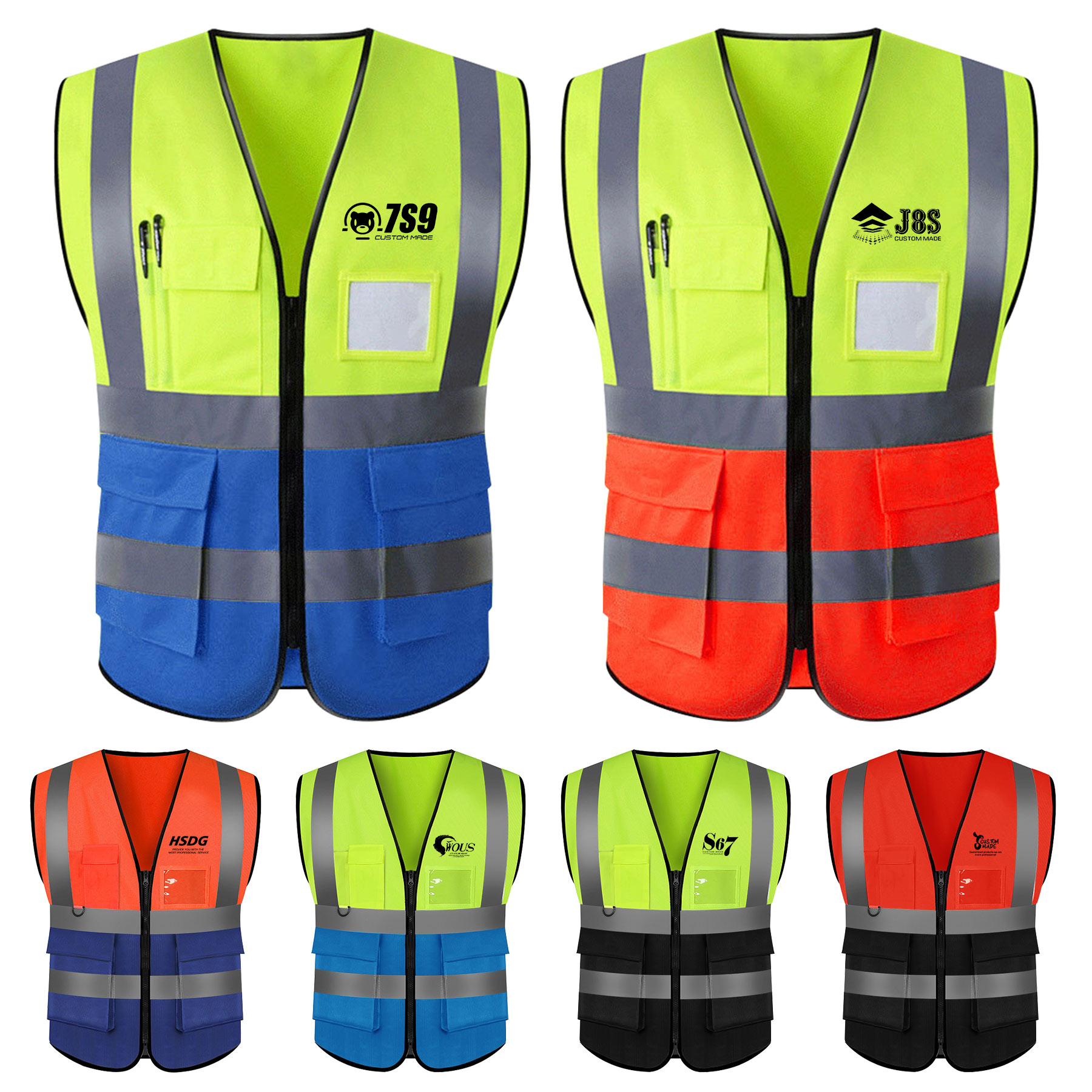 High Visibility Zipper Front Safety Vest With Reflective Strips 2