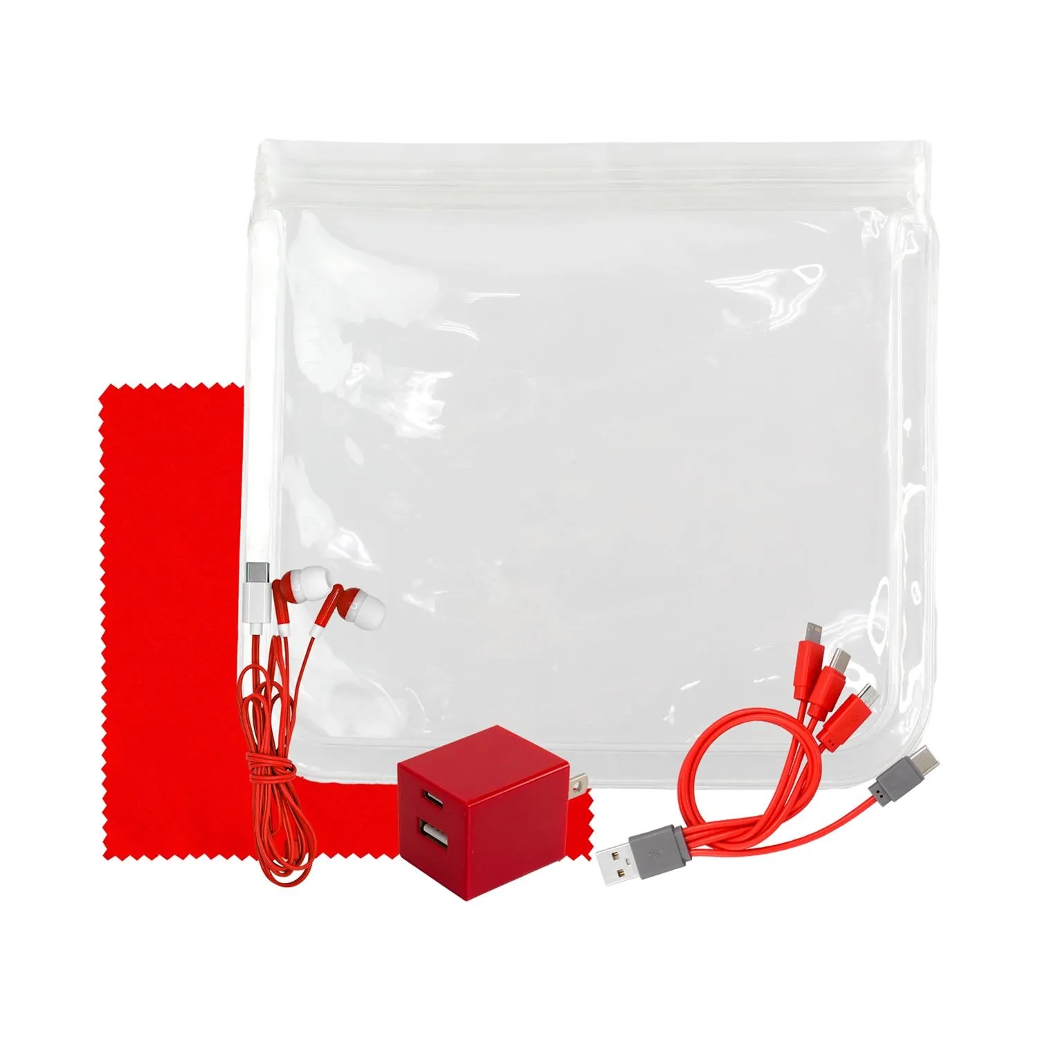Clear Wall, Cable, Ear Bud & Cloth Set 8