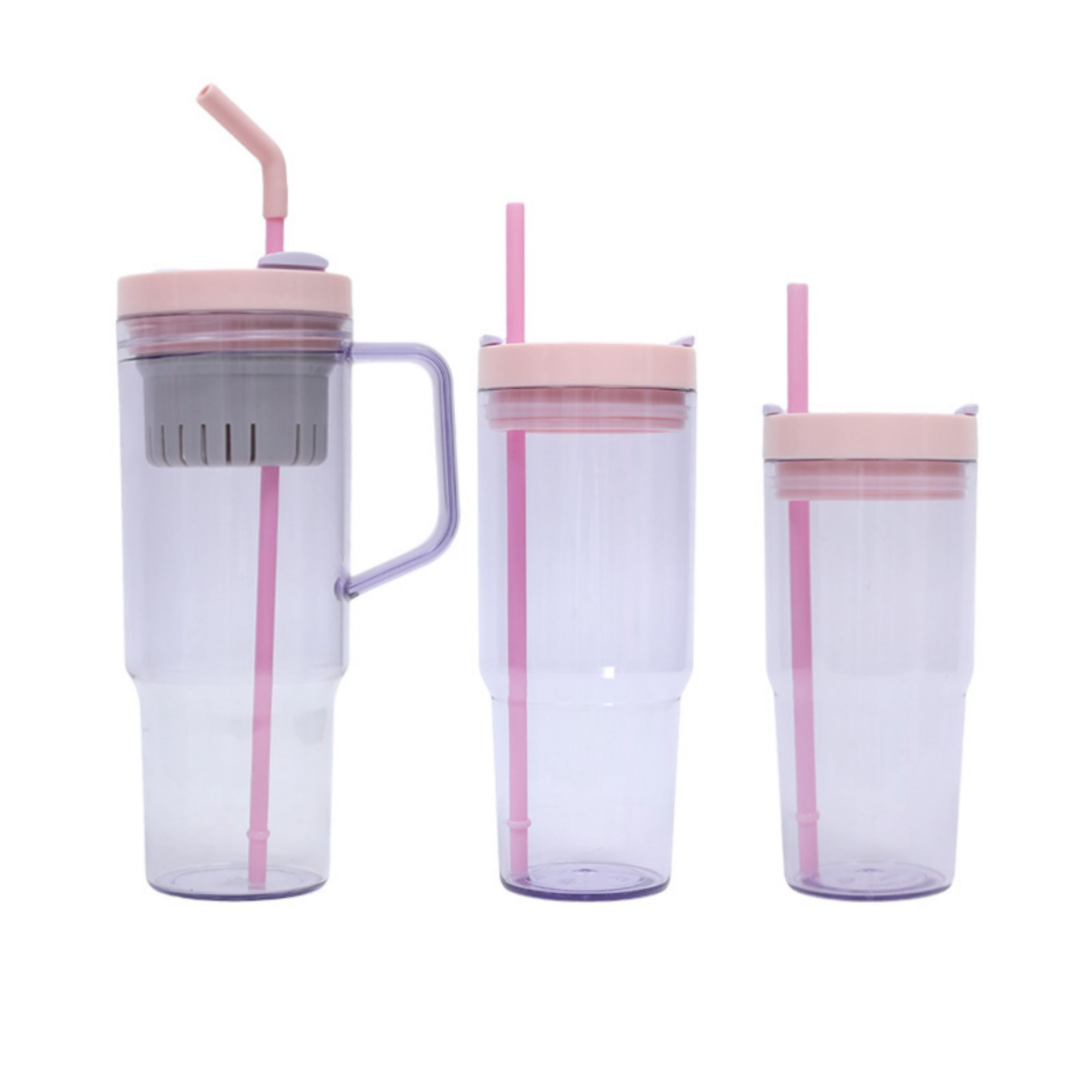 Three Pieces Straw Handle Cup Set 2