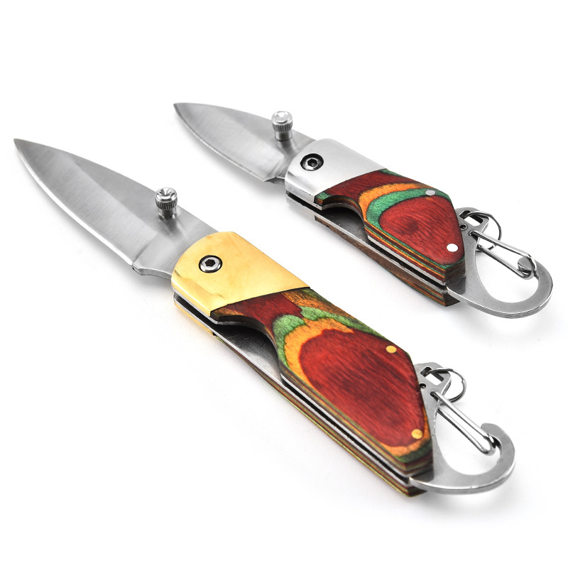 Stainless Steel Folding Pocket Knife with Key Chain 2