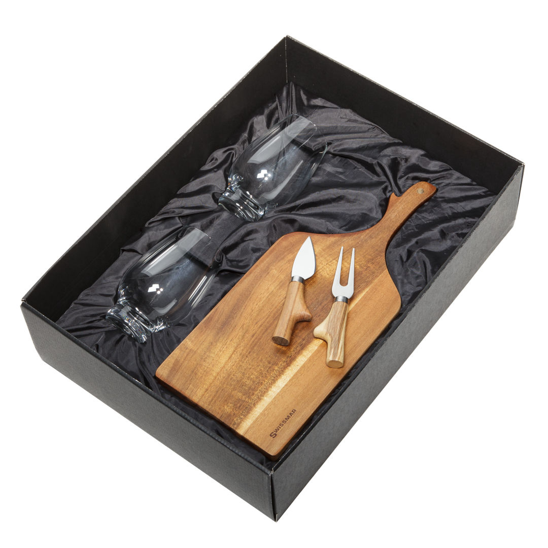 Swissmar® Paddle Board & 2 Glenarden Stemless Wine 2