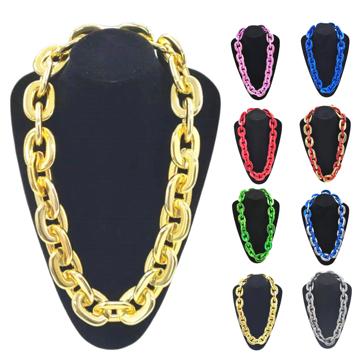 Oversized Silver Necklace ?C Multi-Color Options 2