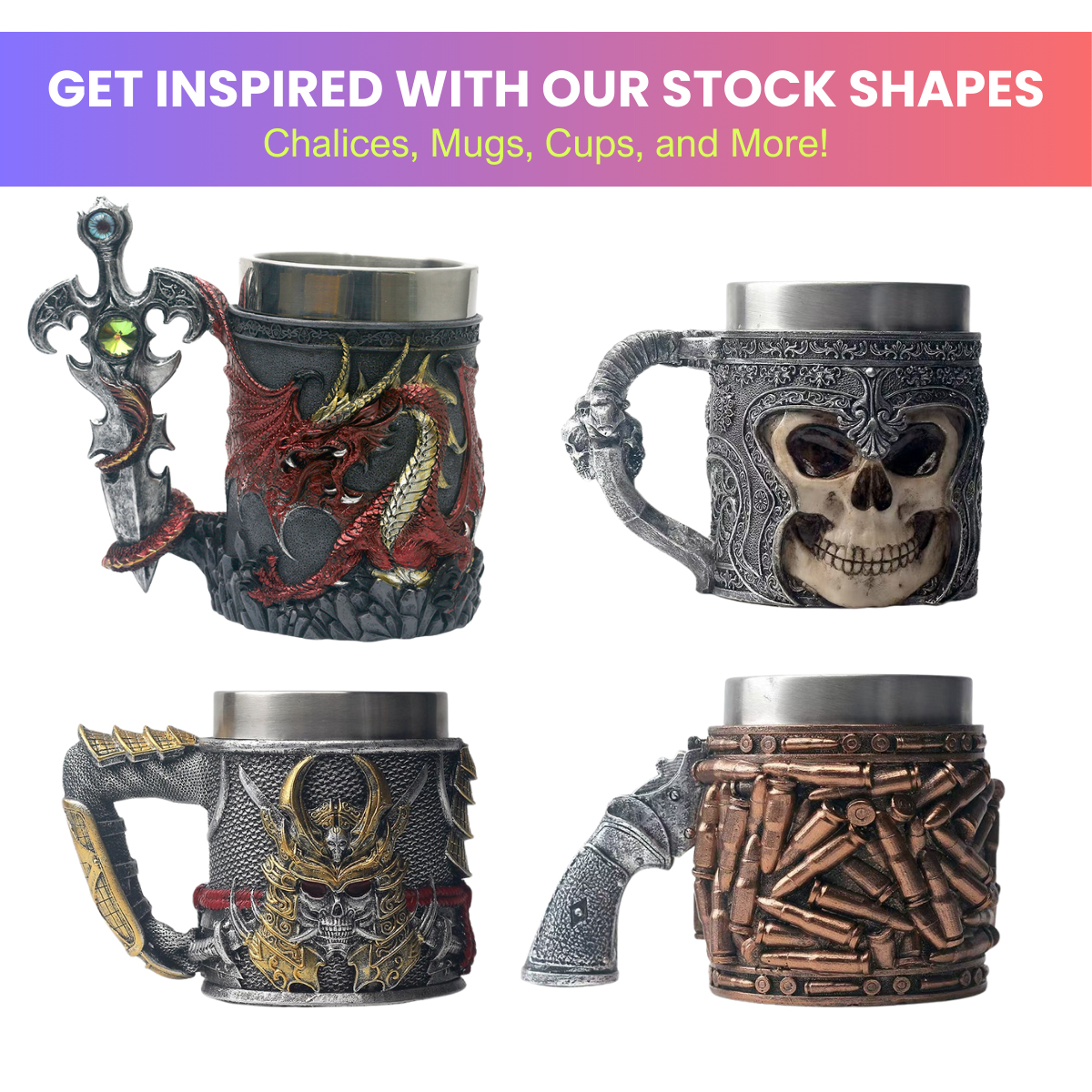 EpicMug Customizable Resin Molded Exterior Mug - Stainless Steel 450ML 35