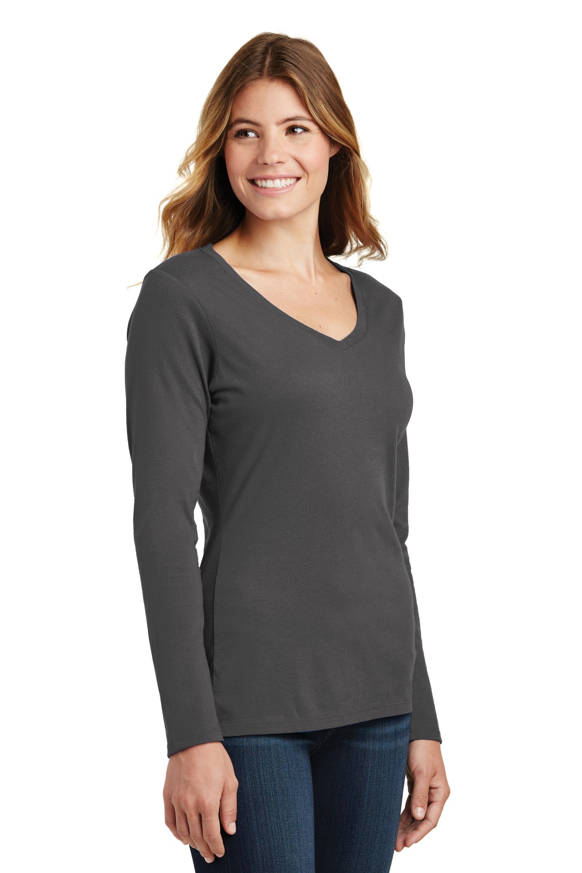 Port & Co Women's Long Sleeve Fan Favorite V-Neck Tee. LPC450VLS 4