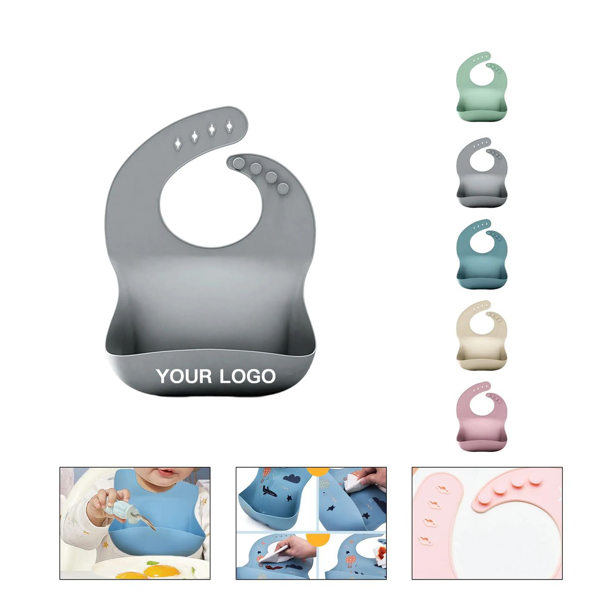 Soft Baby Feeding Bib with Food Catcher 2