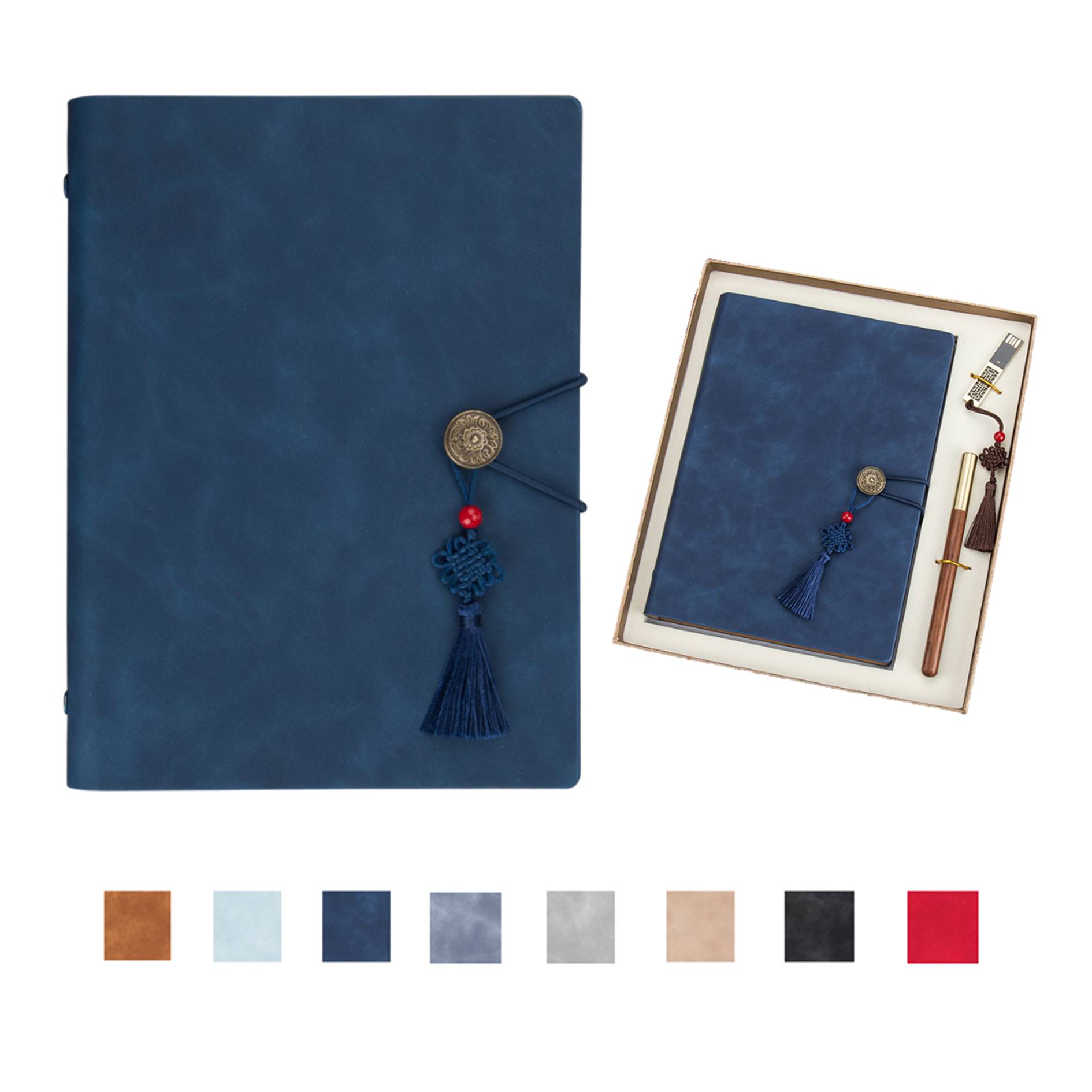 Retro Journal With Pen And Flash Drive Gift Set 4