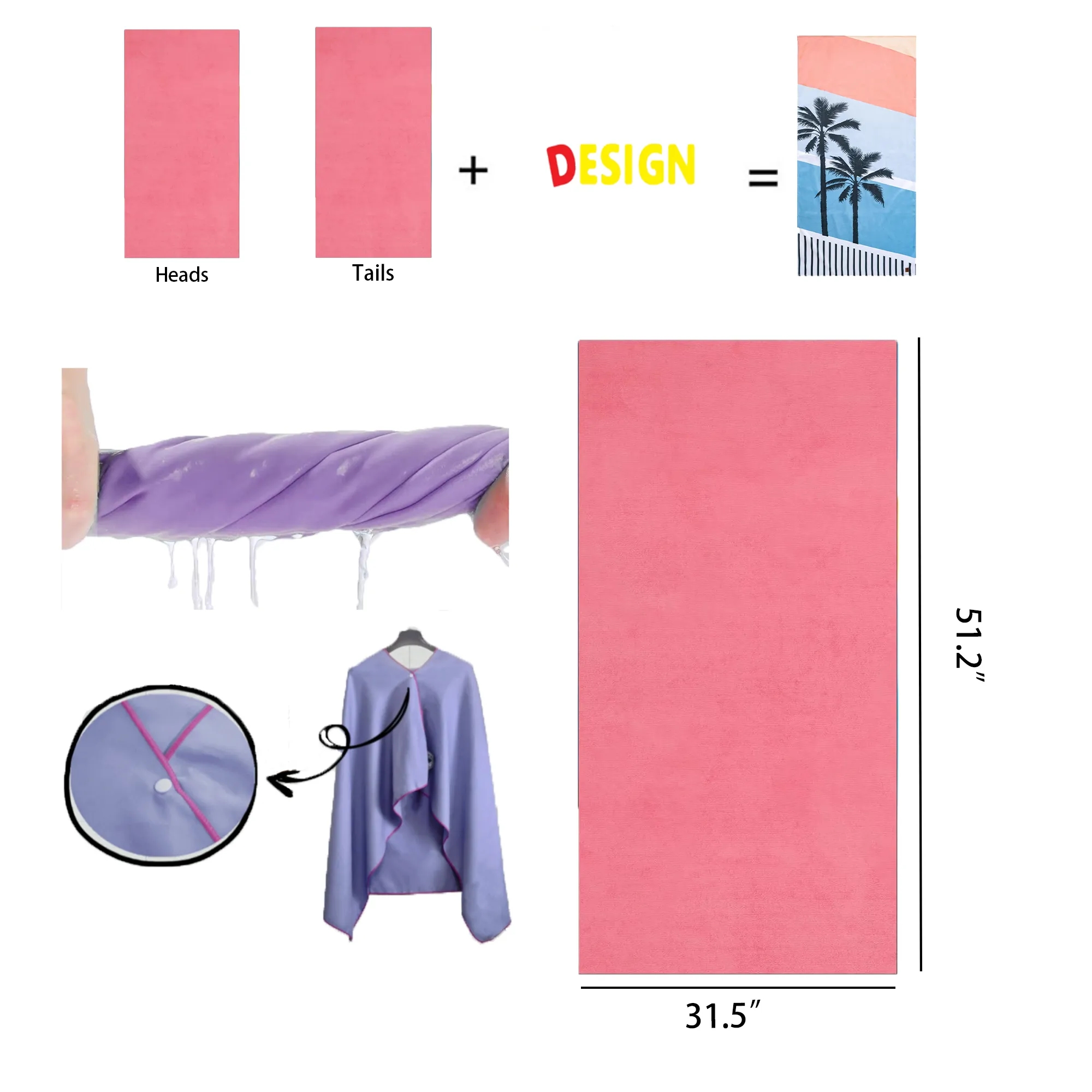 Customizable Full Color Microfiber Quick Drying Beach Towel 2