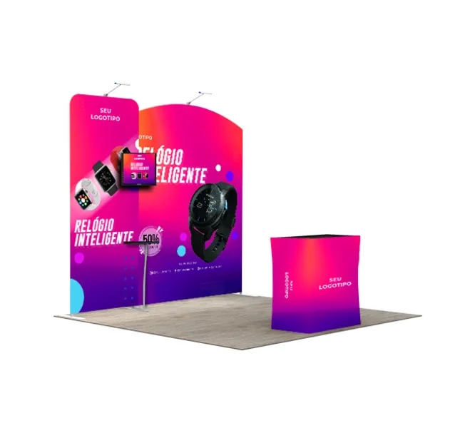 10ft Inline Trade Show Booth – Portable Backwall Display with Counter 4