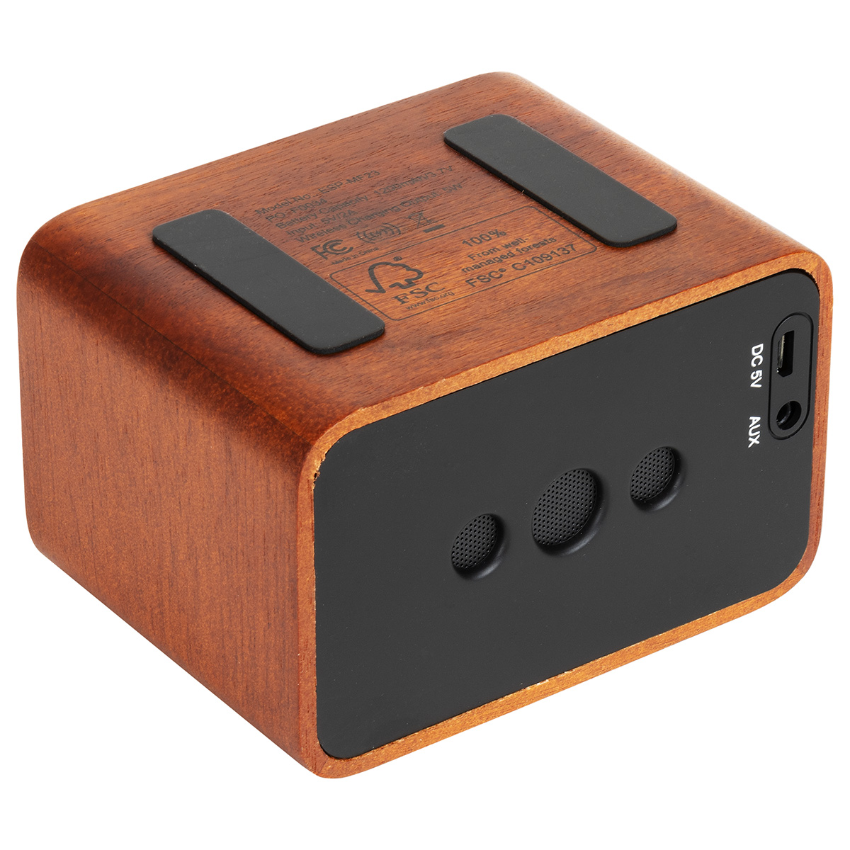 Mahogany Wireless Speaker with Wireless Charger 5