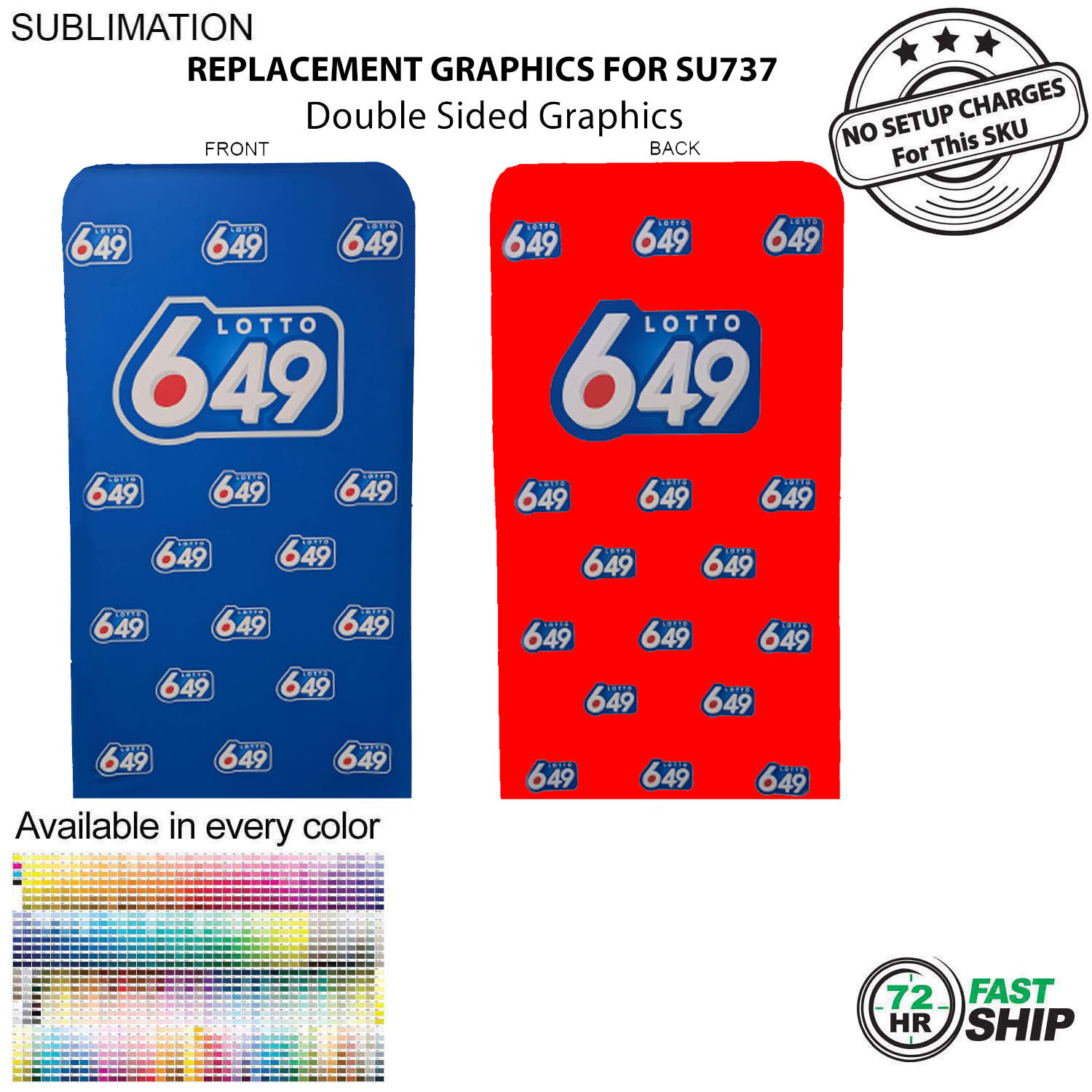 72 Hr Fast Ship - Replacement Graphics Double Sided 4'W x 90"H EuroFit Tension Fabric Slip on cover 2