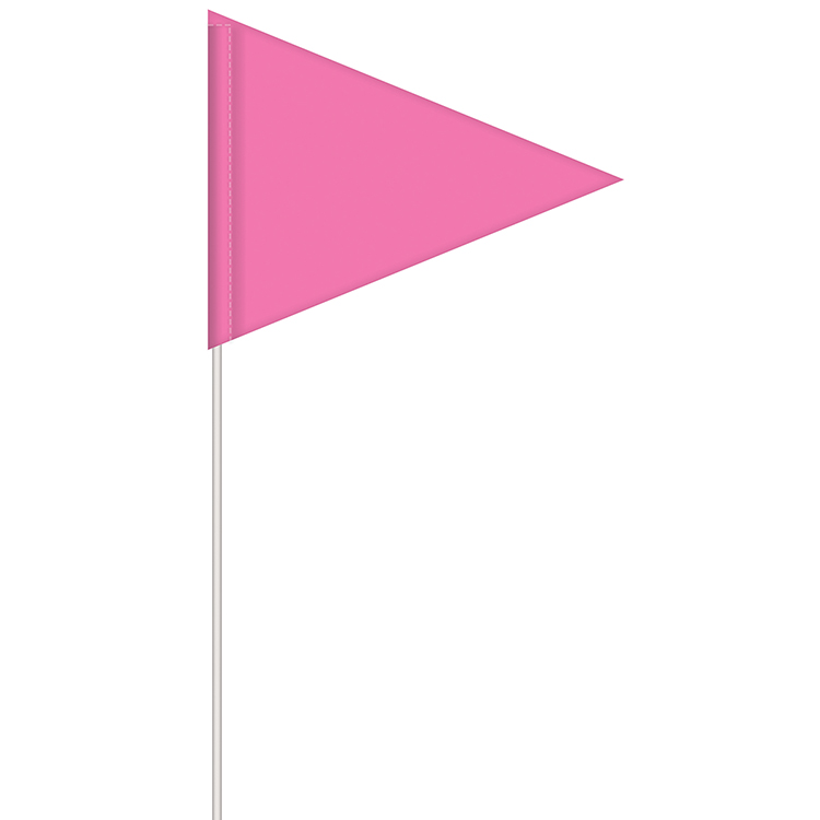 Solid Color Pink Pennant Field Flag w/White Staff 2