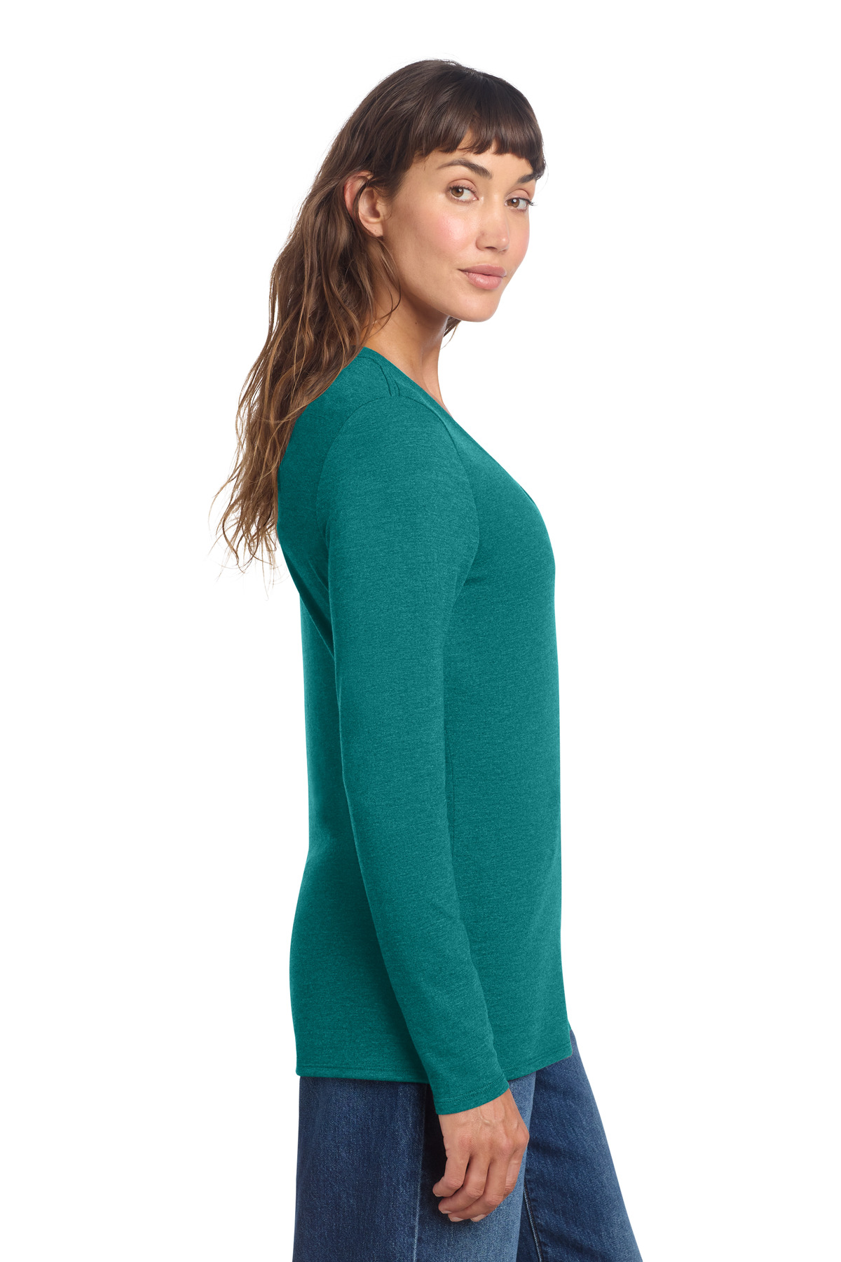 District Women's Perfect Tri Long Sleeve V-Neck Tee DT135 102