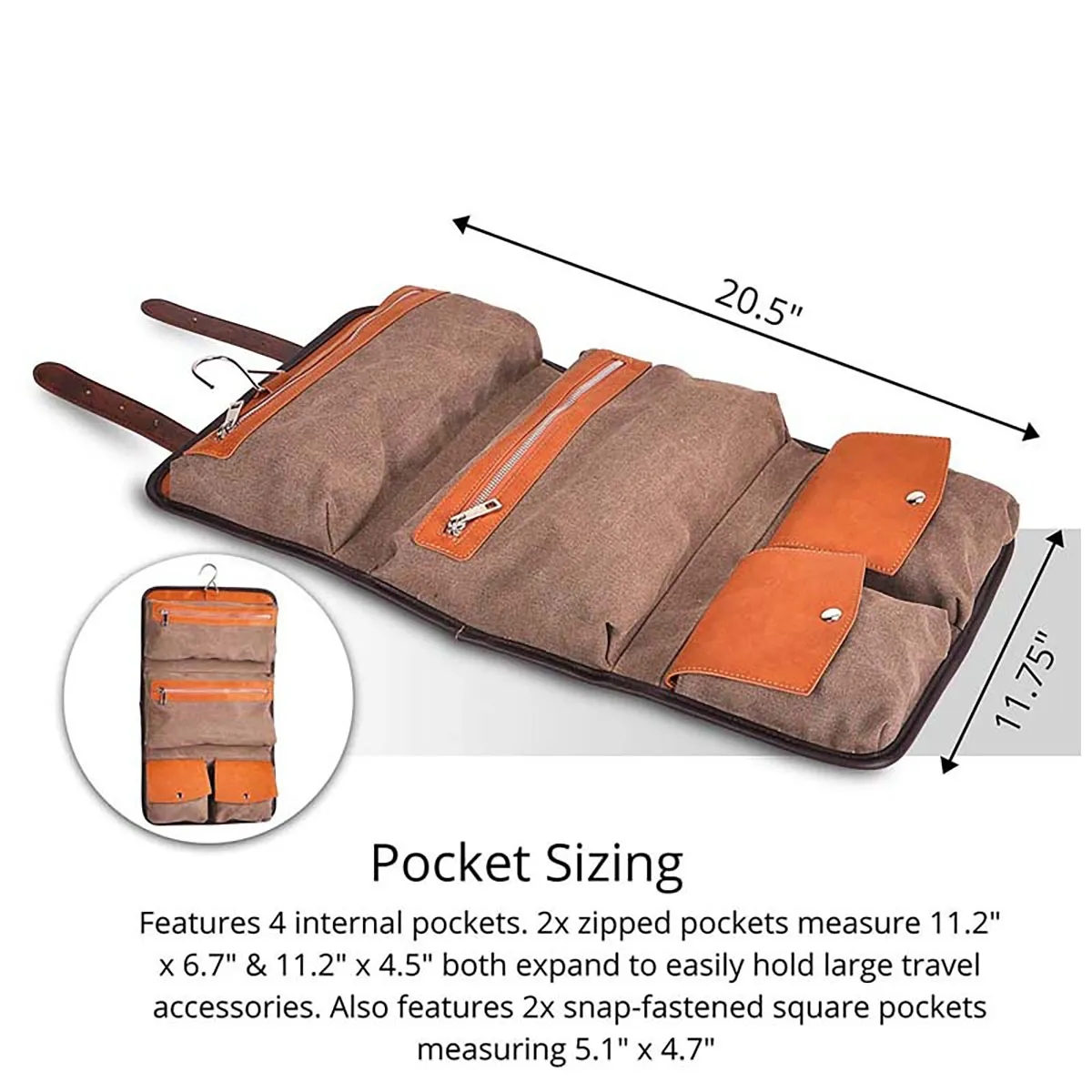 Leather Hanging Travel Toiletry Dopp Kit Bag 5