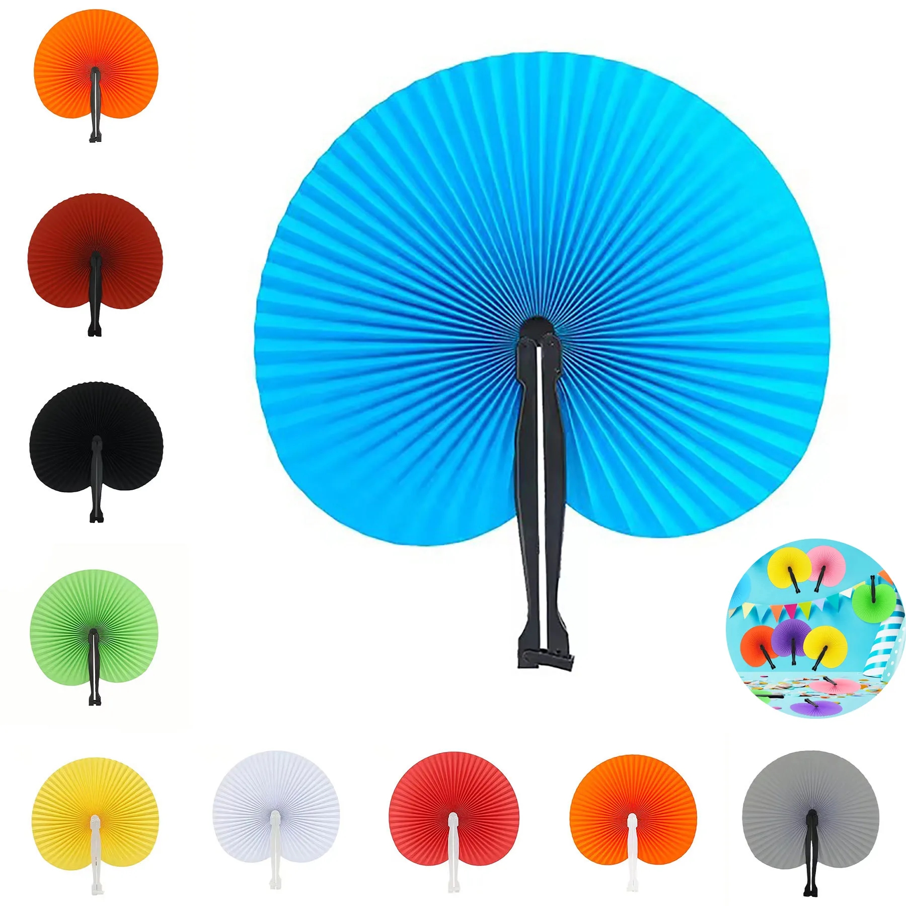 Paper Hand Fans Round Colorful 4