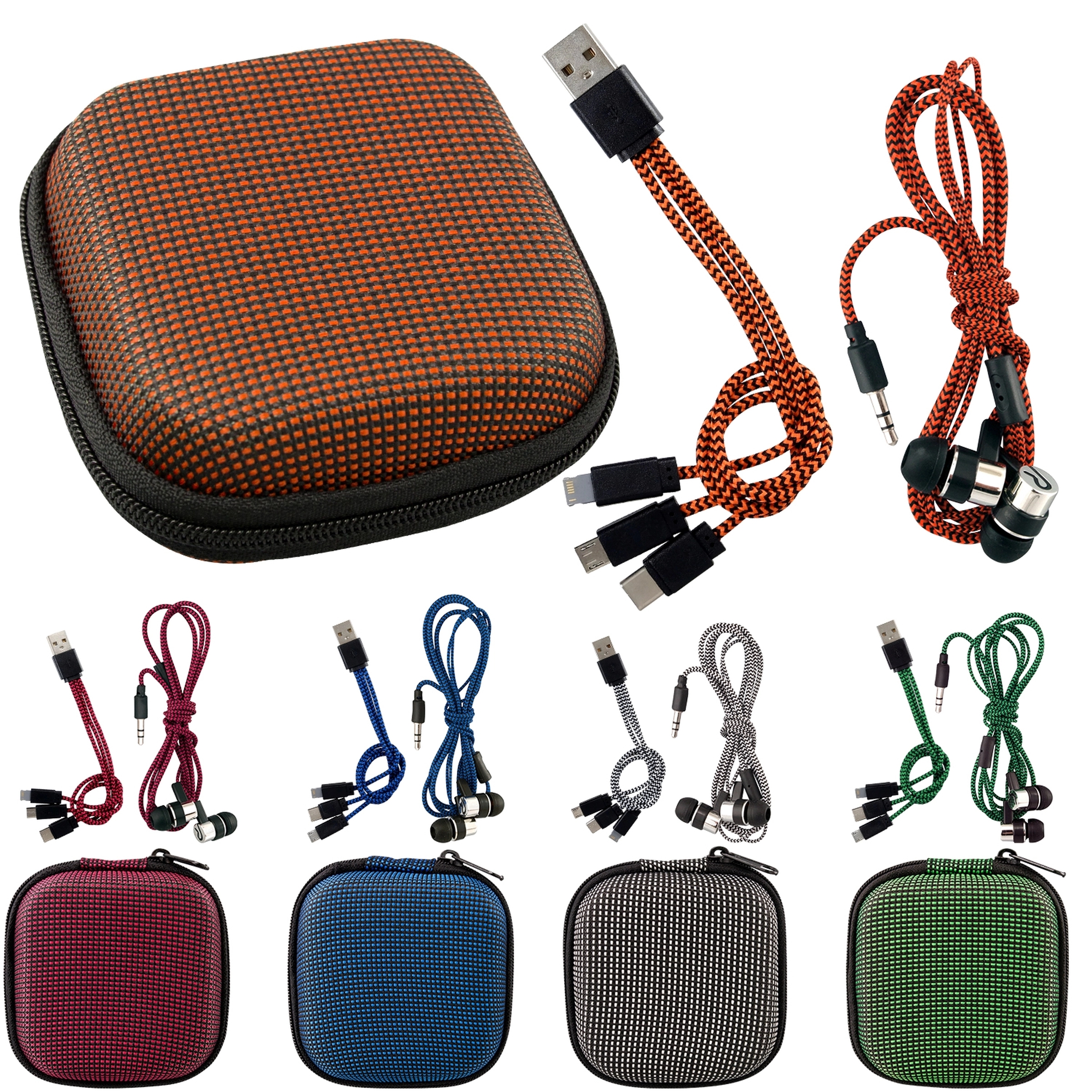 TEXTURED CHARGING CABLE EAR BUD KIT 9