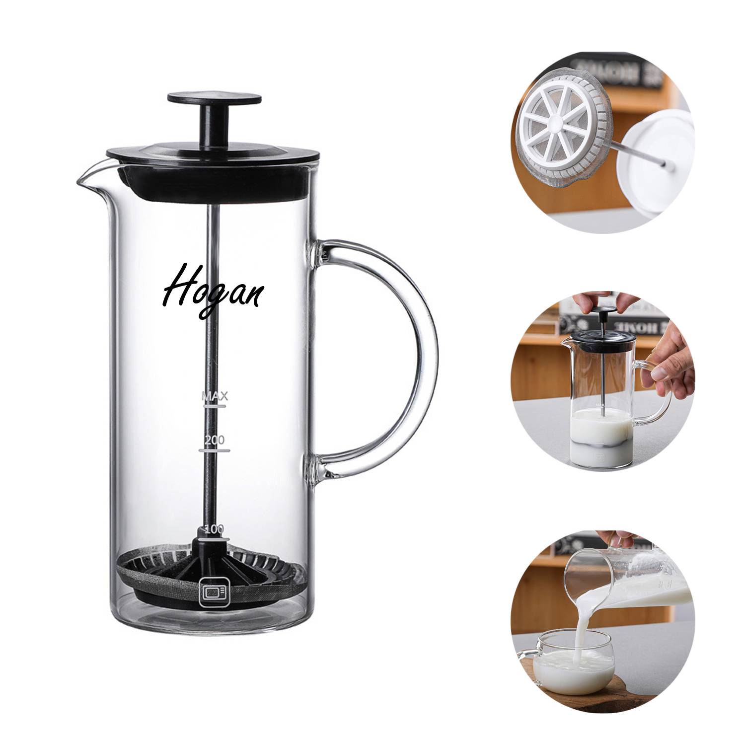 Milk Fryer Manual Glass Coffee Pot 2