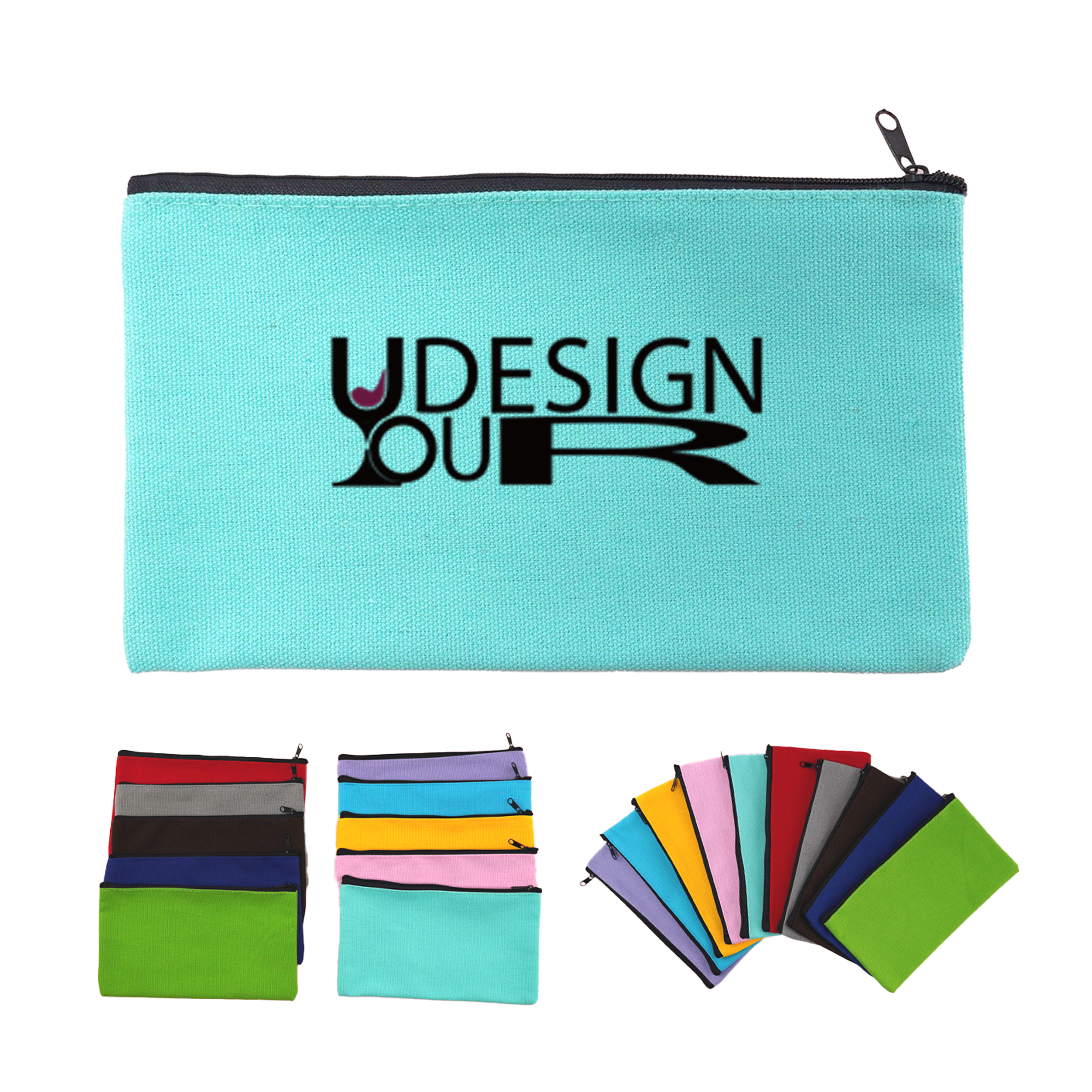 7.9" x 4.7" Canvas Zipper Pouch Pencil Makeup Coin Bag 7