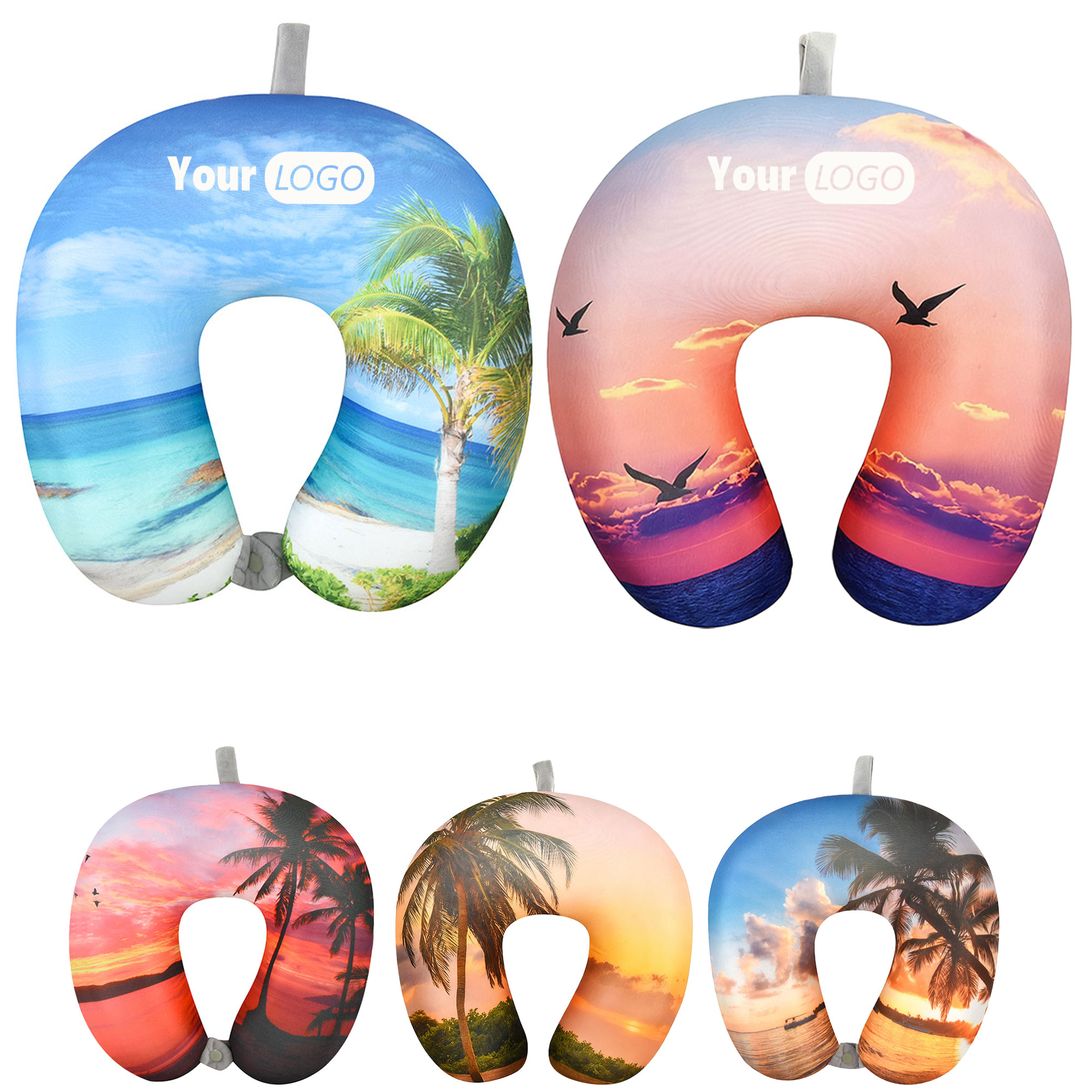 U-Shaped Travel Pillow with Palm Tree Print 2