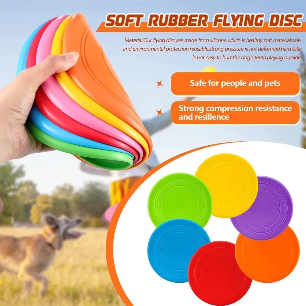 7 in Interactive Lightweight Dog Flying Disc Toy Soft Rubber 3