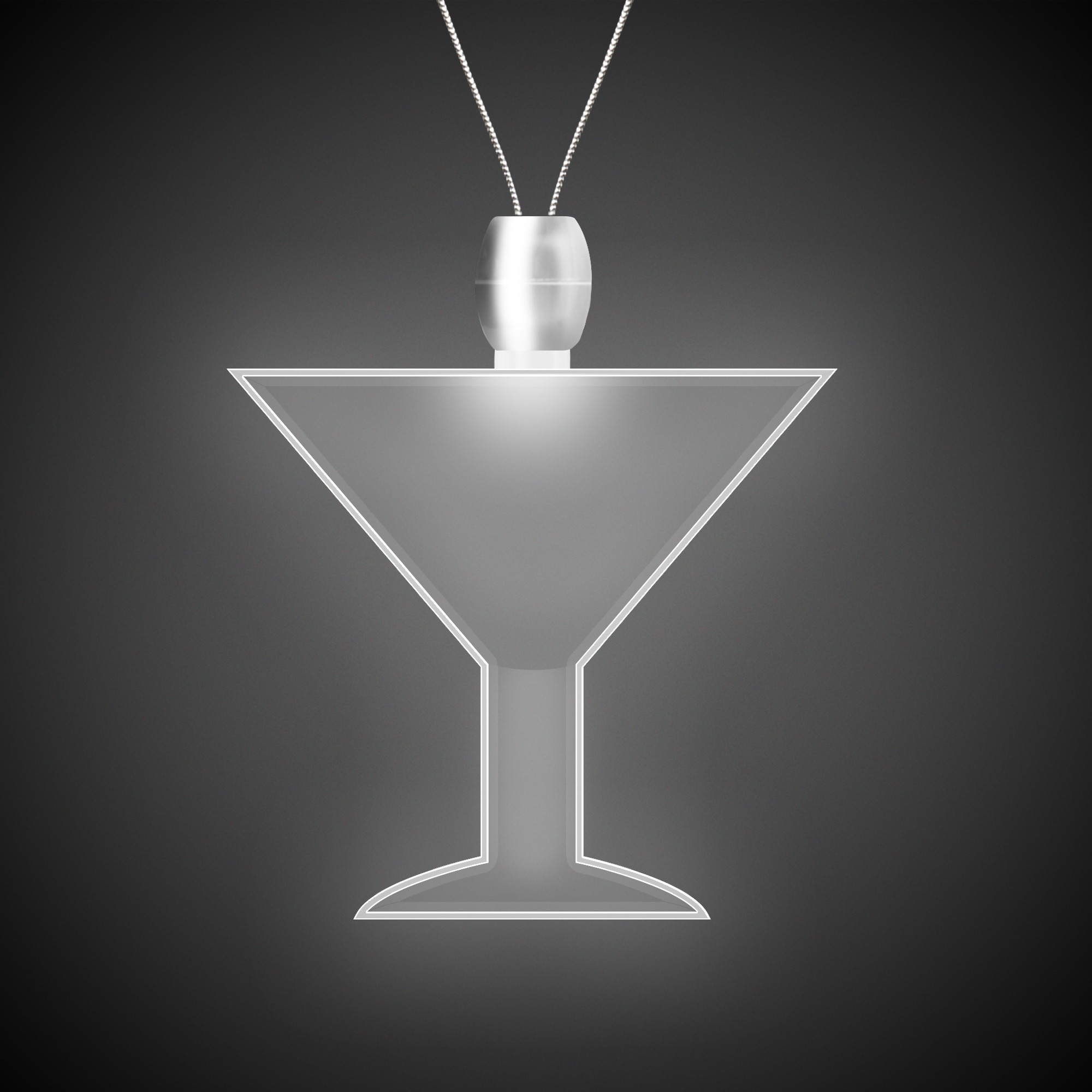 Martini Glass White Light-Up Acrylic Pendant Necklace