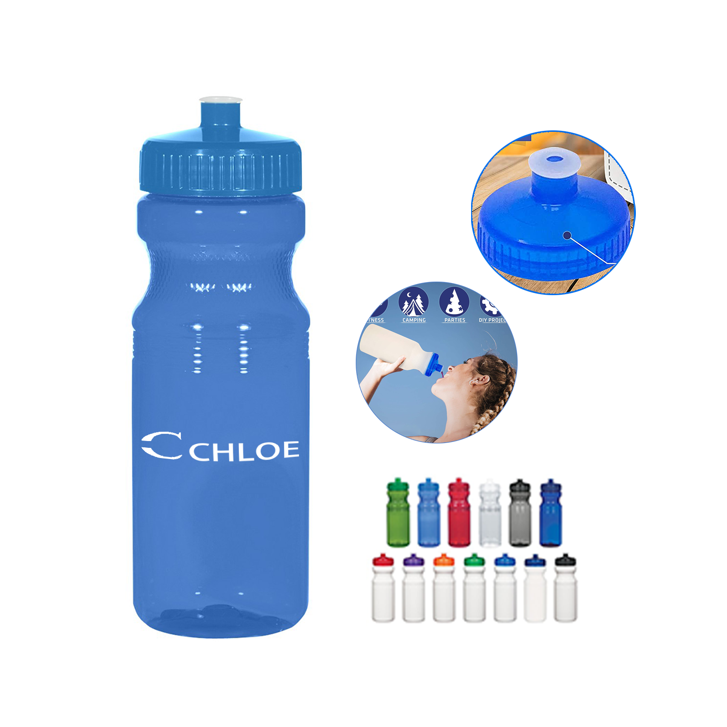 24 Oz. Translucent Squeezable Water Bottle 2