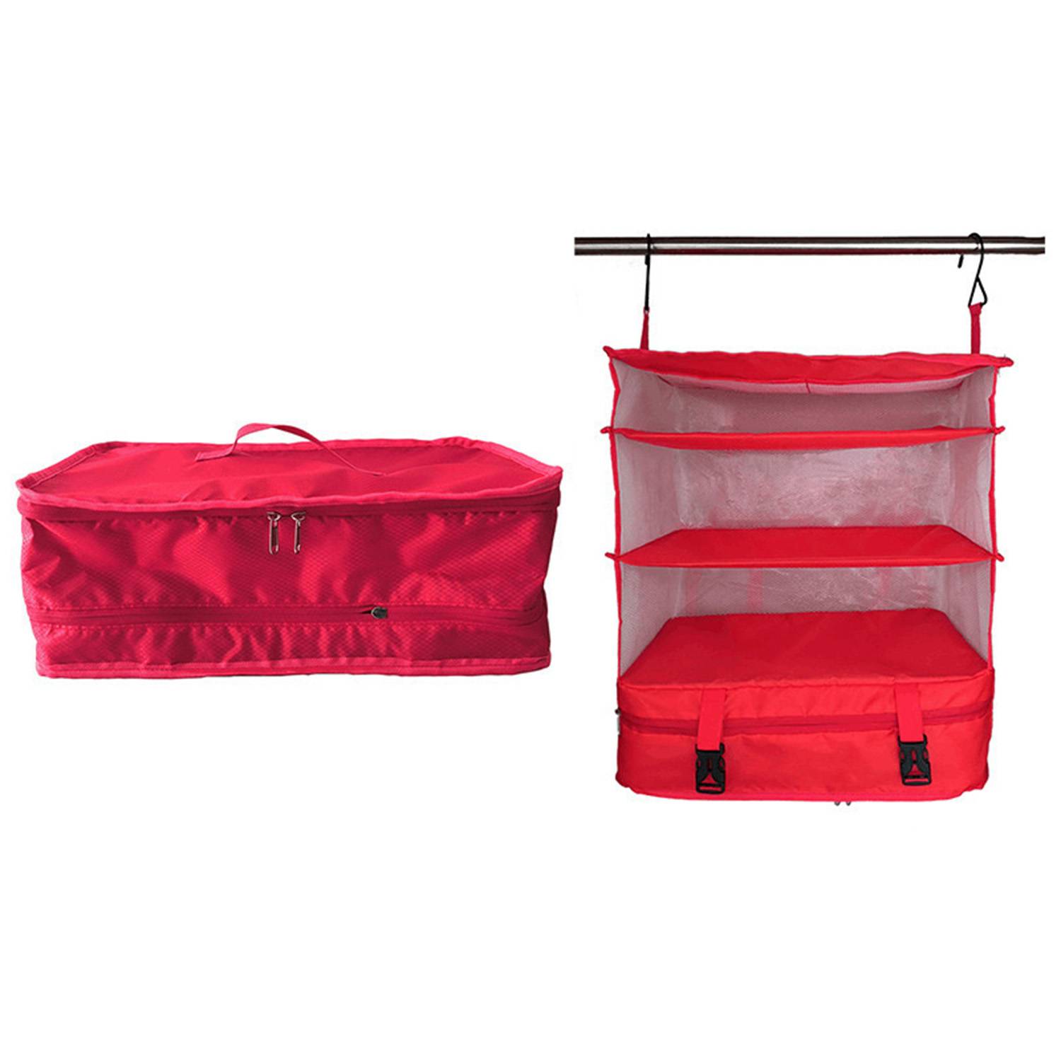 3 Layes Polyester Foldable Travel Storage Bag With Two Hooks 3