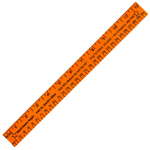 12" Fluorescent Wood Ruler - English & Metric Scale 2