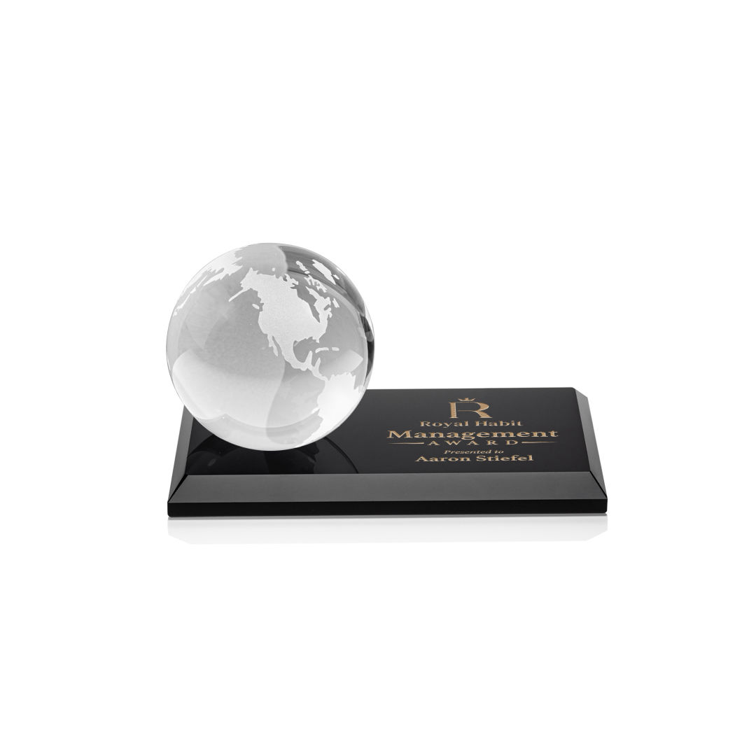Globe Award on Rectangle Base - Black 11
