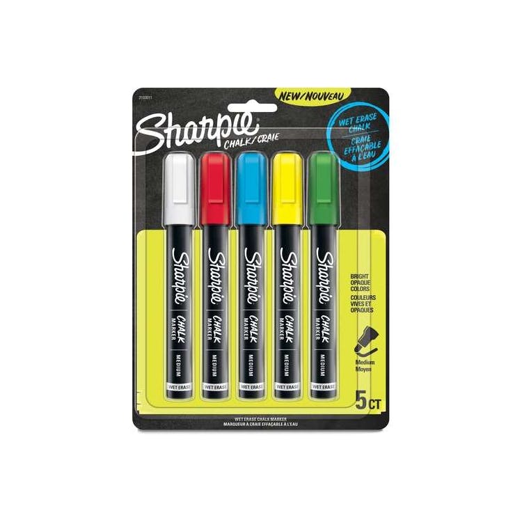 Wet Erase Chalk Markers - Assorted Medium Tip 5 Pack 1