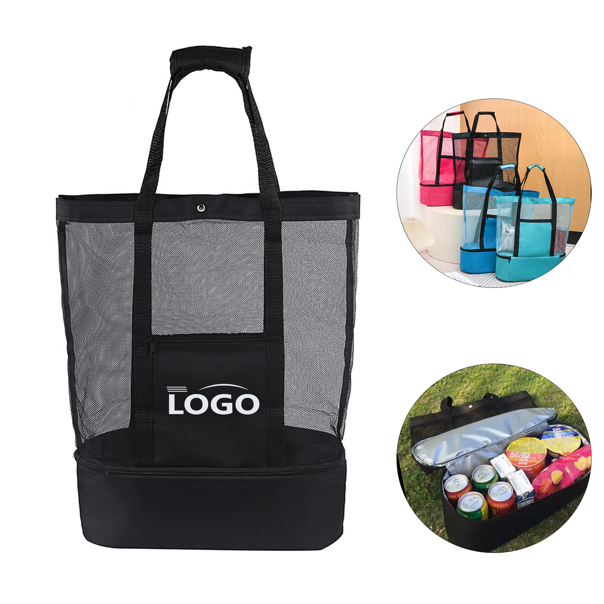 Beach Tote Bag With Insulated Cooler Plus Waterproof Bag 1