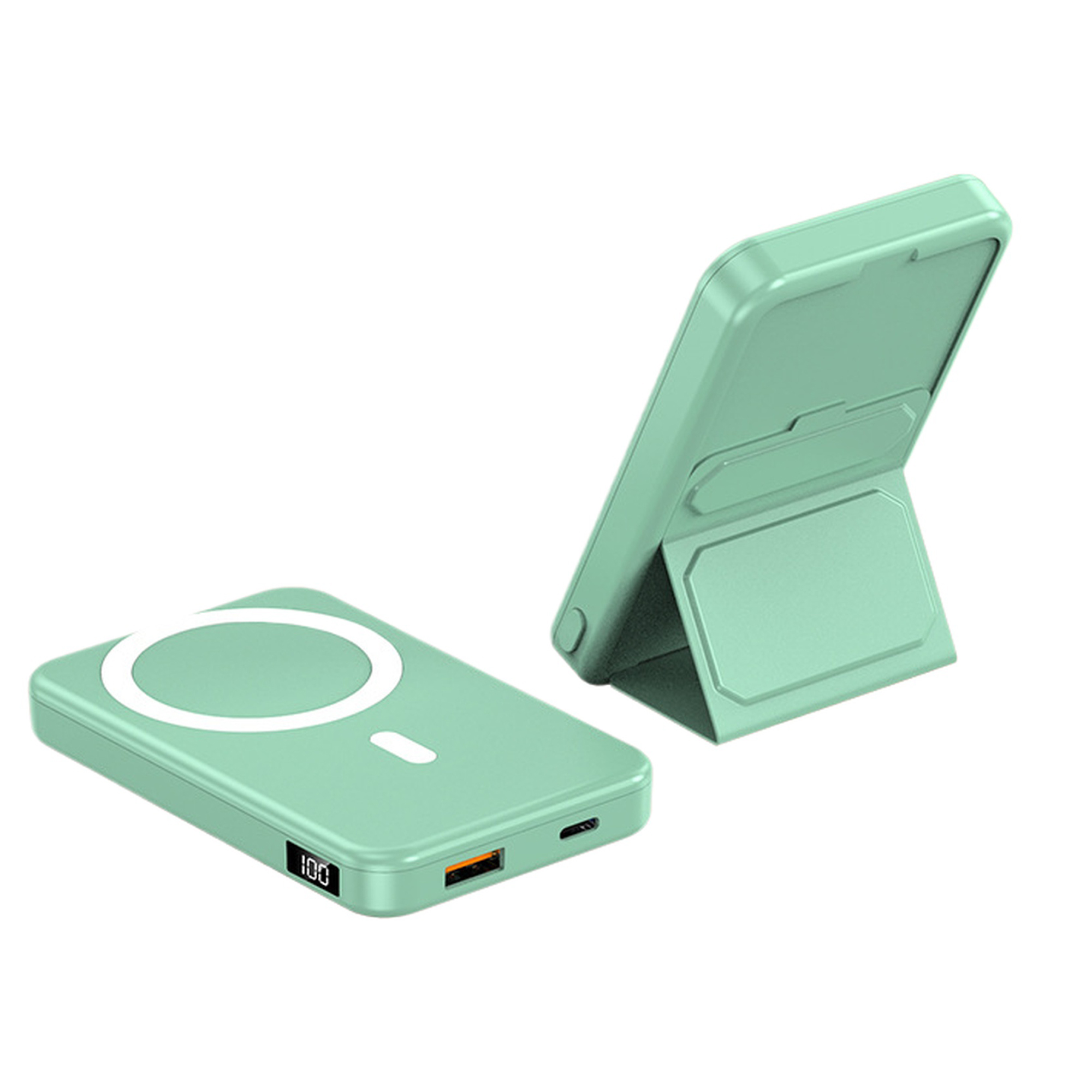 10000mAh Magnetic Wireless Power Bank with Foldable Stand for Phone Charging 4