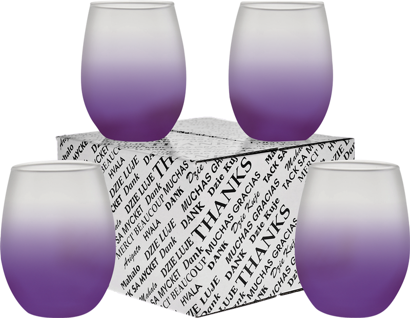 15 oz. Stemless Wine Glass Thank You Set 27