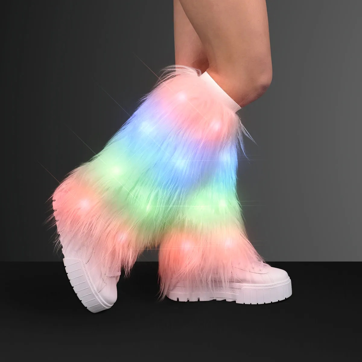 Rainbow lights funky furry leg warmers 2
