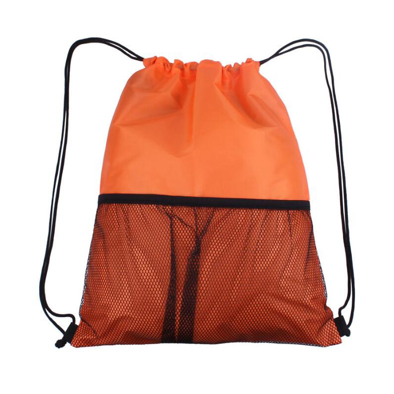 Mesh Pocket Polyester Cinch Bag 5