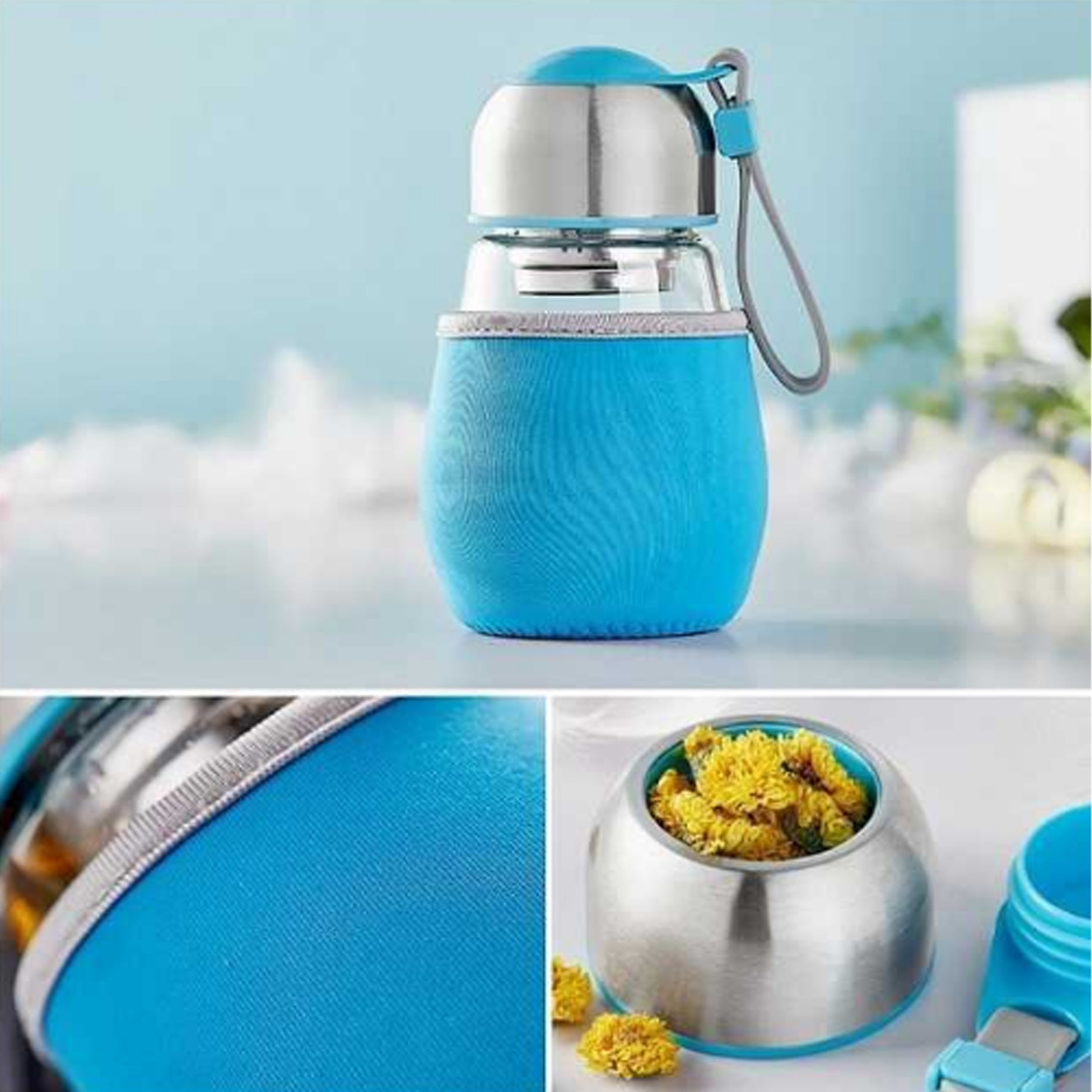 13.5 Oz. Glass Water Bottle W/ Neoprene Sleeve 7
