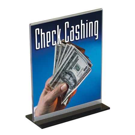 8 5x11 Clear Acrylic Counter Sign Holder with Accent Strip