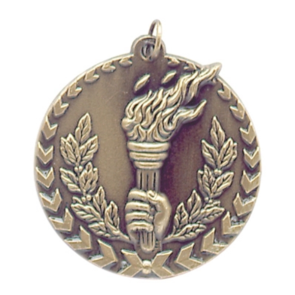 1.75" Antique Gold Torch Millennium Medal 1