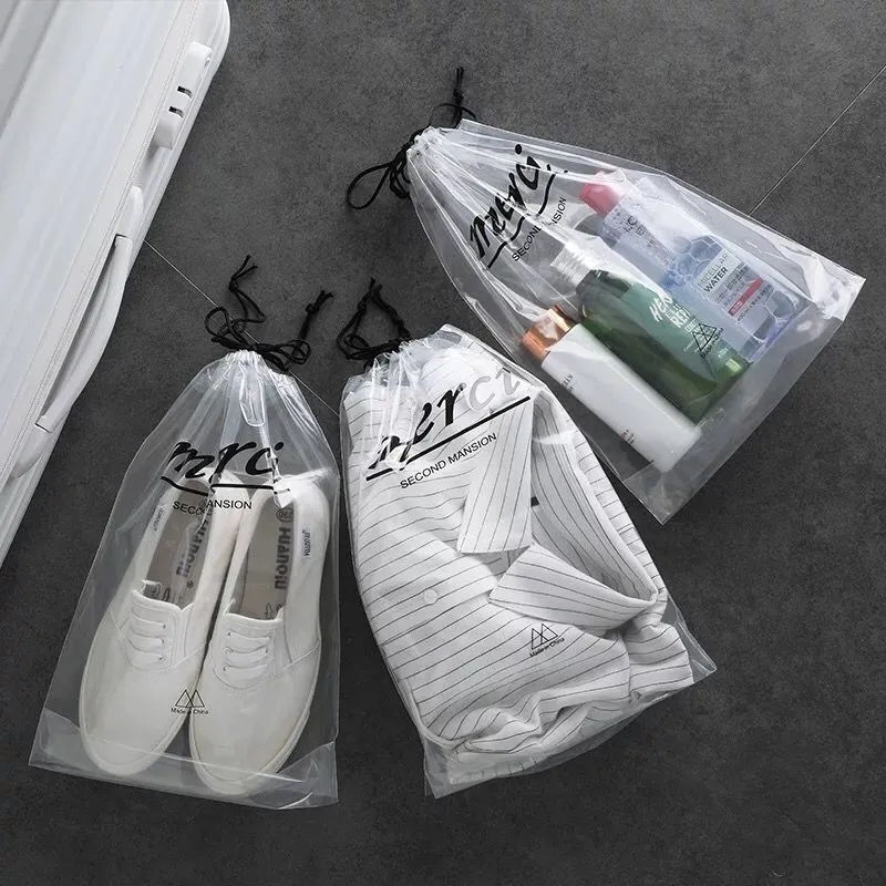 Reusable Transparent Plastic Drawstring Bag 2