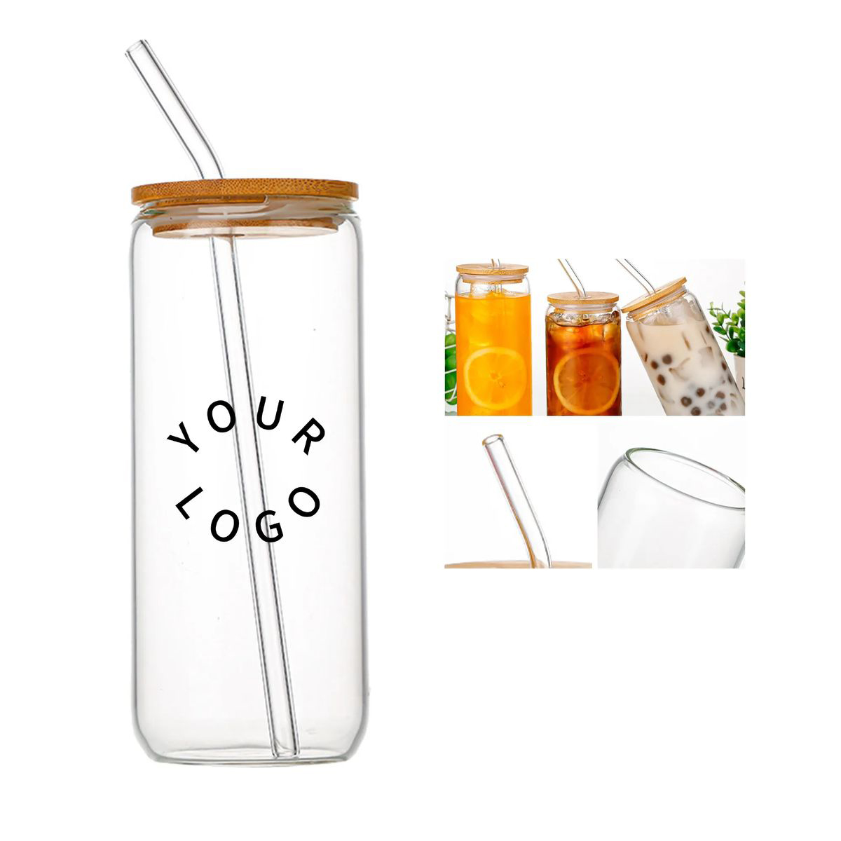 Borosilicate Glass Tumbler with Lid and Straw for Drinks 2