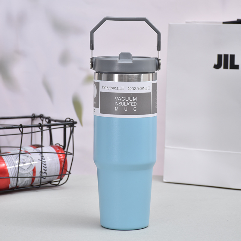 30oz. Stainless Steel Insulated Mug/Tumbler with Handle 7