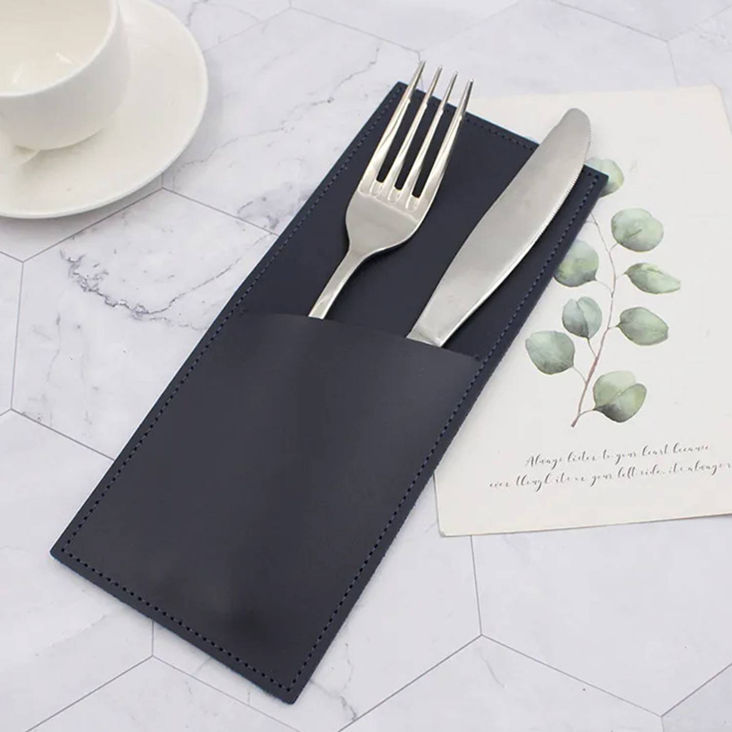 Leather Cutlery Sleeve Utensil Holder 4