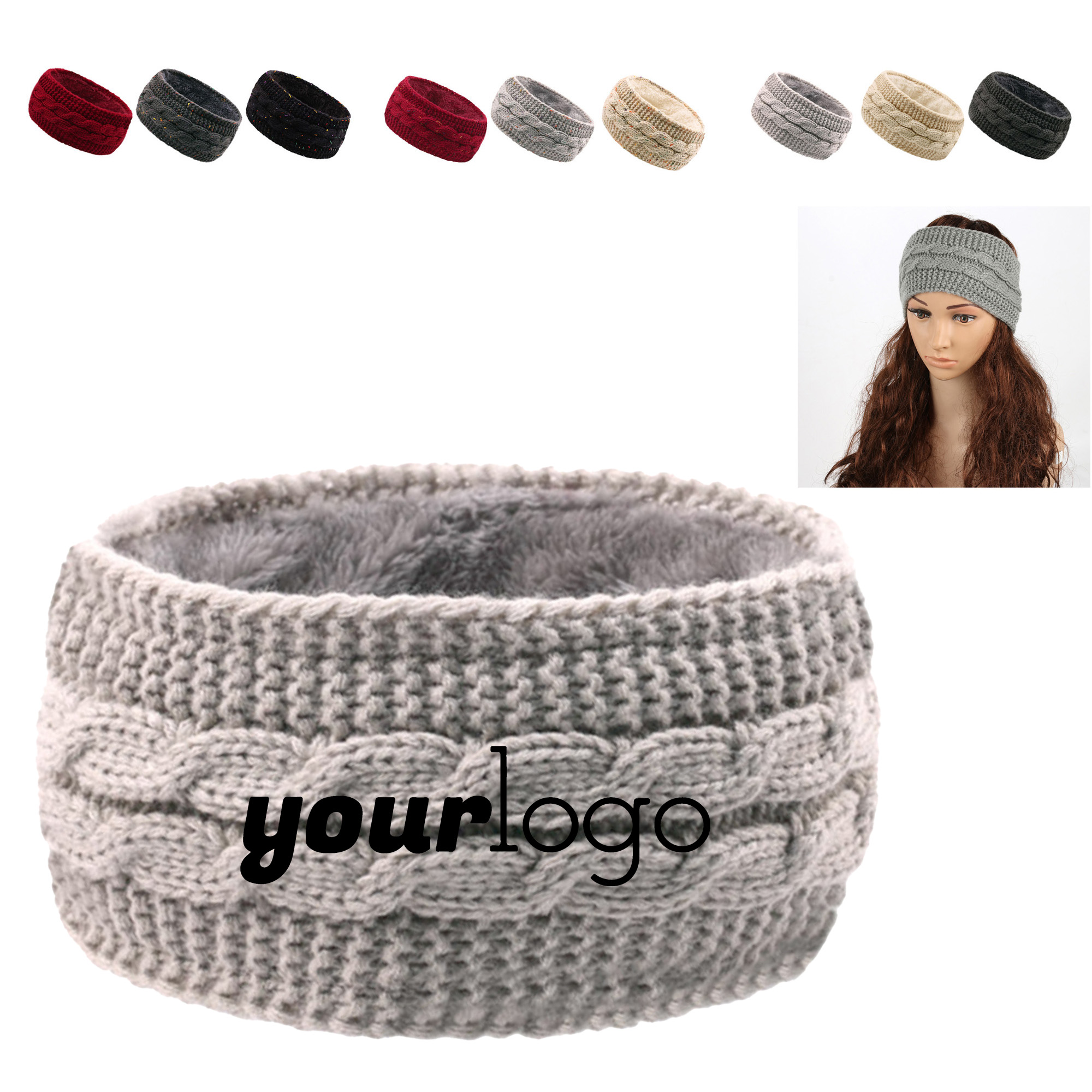 Warm Cable Knit Fleece Ear Band for Cold Weather 9
